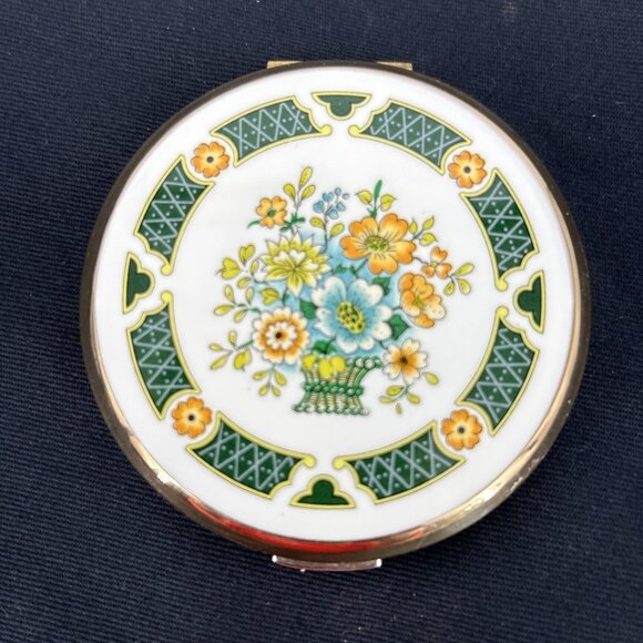 Accessories - Stratton Compact Colorful Flower English Powder Makeup Mirror 3" Floral